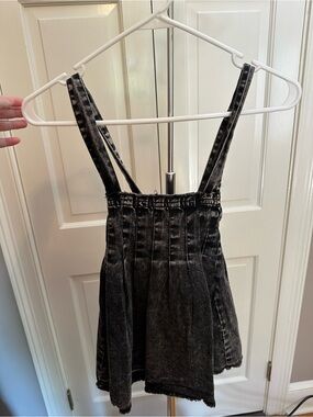 Free People Black Washed Marina Denim Top